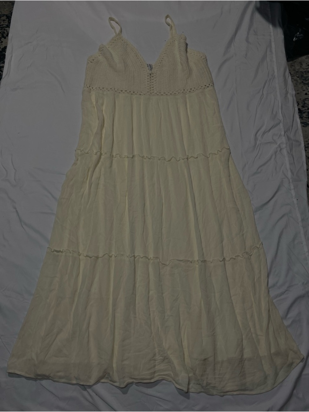 American Rag Cream Maxi Dress with Crochet Bodice